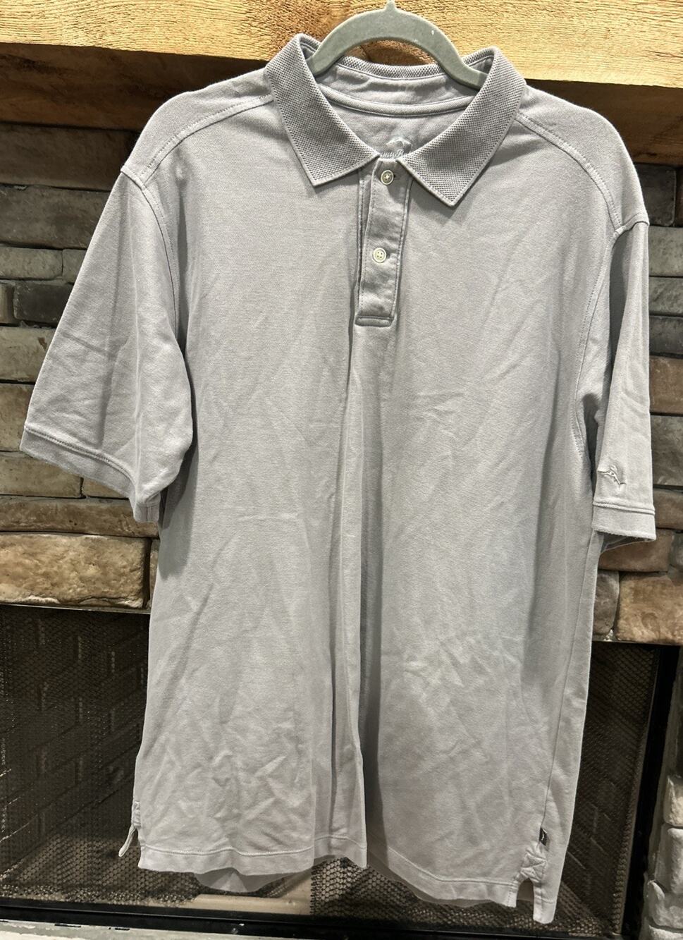 Men’s TOMMY BAHAMA Gray Short Sleeve Polo Shirt Size L *A8